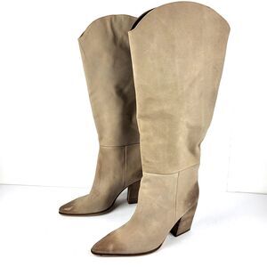 STEVE MADDEN CROFT TAN Women's LEATHER KNEE HIGH BOOTS SIZE 9.5W